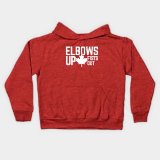 Elbows Up Fists Out, Canadian Pride Kids Hoodie